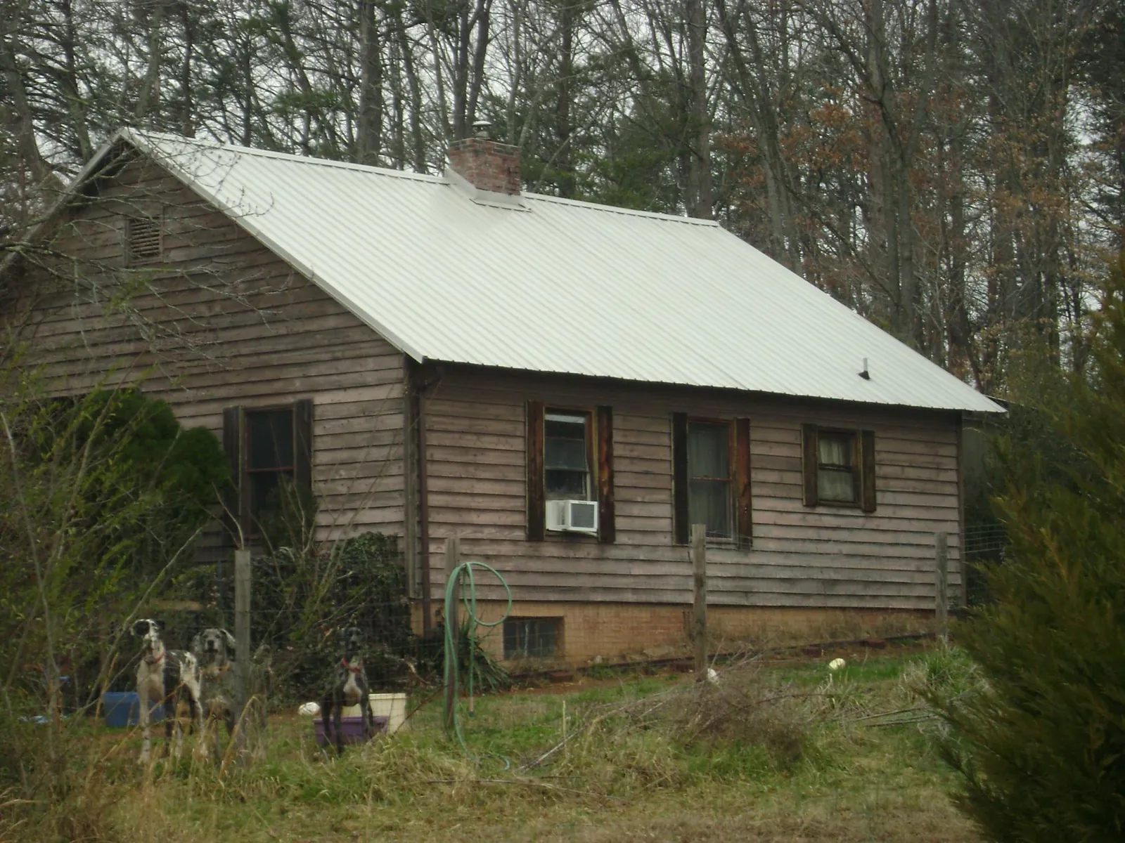 White metal roof on an old wood sided farmhouse, from a Metal Roof Installation job in Scarborough